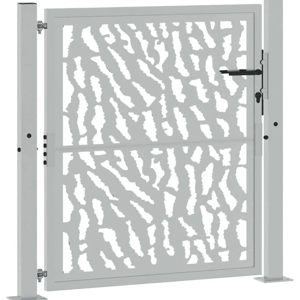 Clôtures & Barrières-vidaXL Portail de jardin 100x100 cm en acier patiné avec motif de traces Acier résistant aux intempéries/Marron