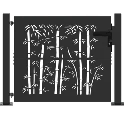 Clôtures & Barrières-vidaXL Portail de jardin 100x100 cm en acier Corten et bambou