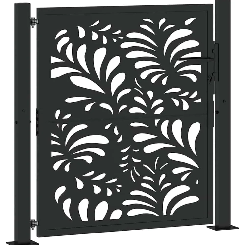 Clôtures & Barrières-vidaXL Portail de jardin noir 100x100 cm acier conception de vagues Acier/Noir