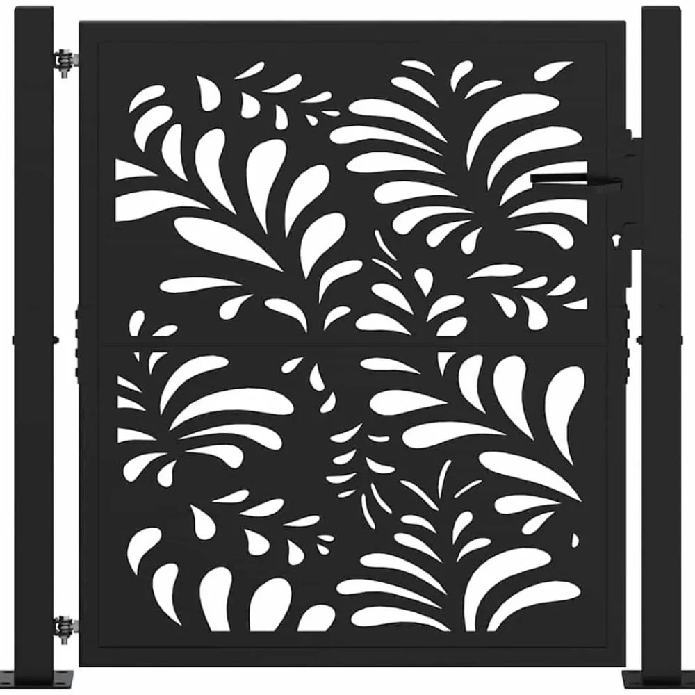Clôtures & Barrières-vidaXL Portail de jardin noir 100x100 cm acier conception de vagues Acier/Noir