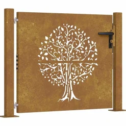 Clôtures & Barrières-vidaXL Portail de jardin 100x75 cm en acier Corten motif arbre