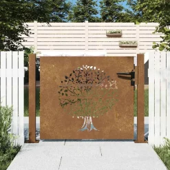 Clôtures & Barrières-vidaXL Portail de jardin 100x75 cm en acier Corten motif arbre