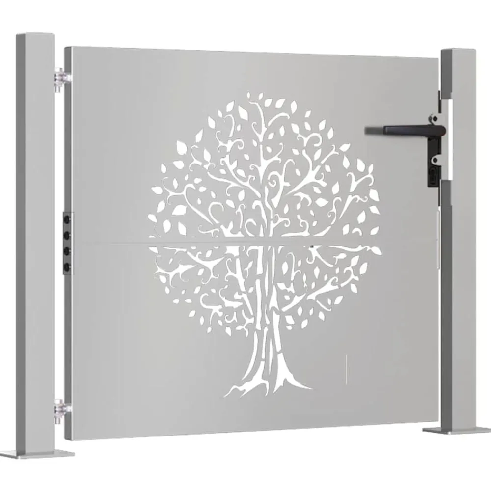 Clôtures & Barrières-vidaXL Portail de jardin 100x75 cm en acier Corten motif arbre