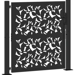 Clôtures & Barrières-vidaXL Portail de jardin noir 100x100 cm en acier avec motif feuille Acier/Noir