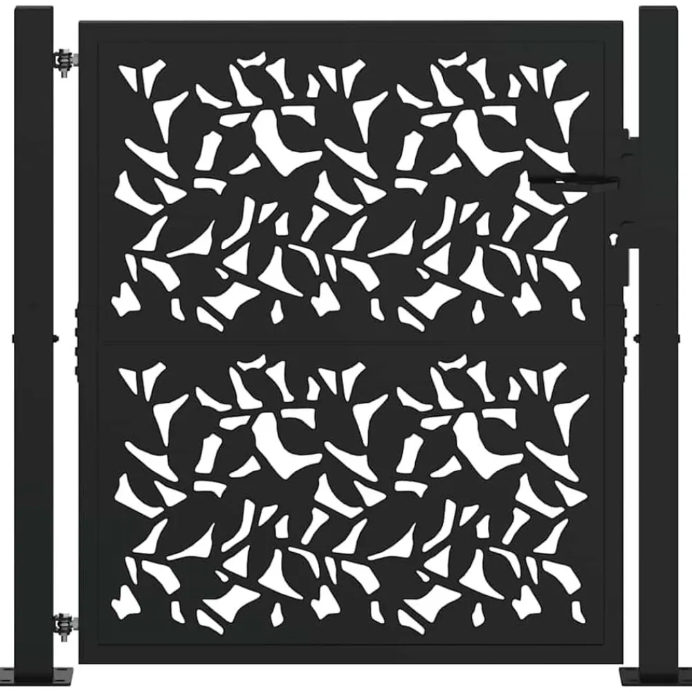 Clôtures & Barrières-vidaXL Portail de jardin noir 100x100 cm en acier avec motif feuille Acier/Noir