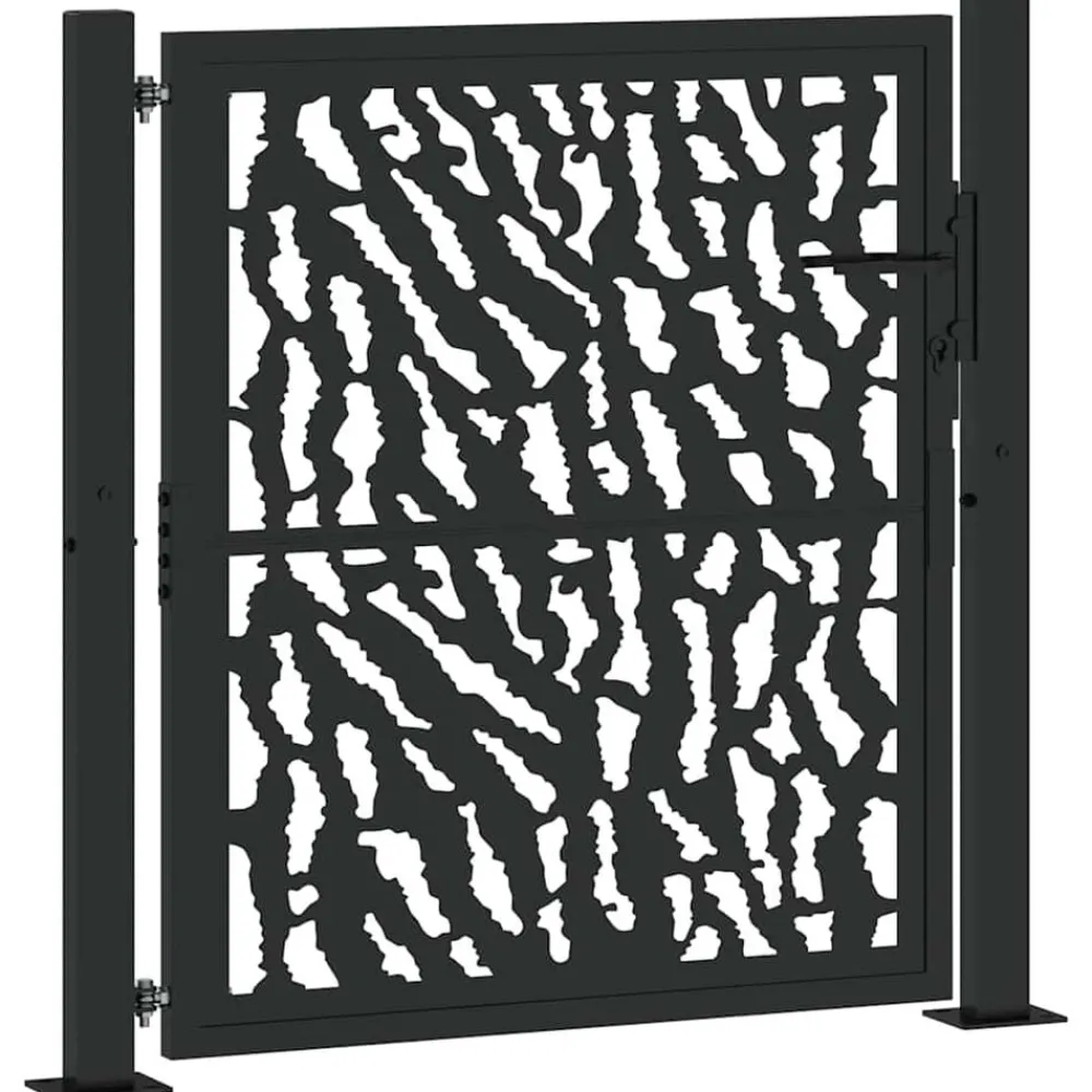 Clôtures & Barrières-vidaXL Portail de jardin noir 100x100 cm en acier avec motif de traces Acier/Noir