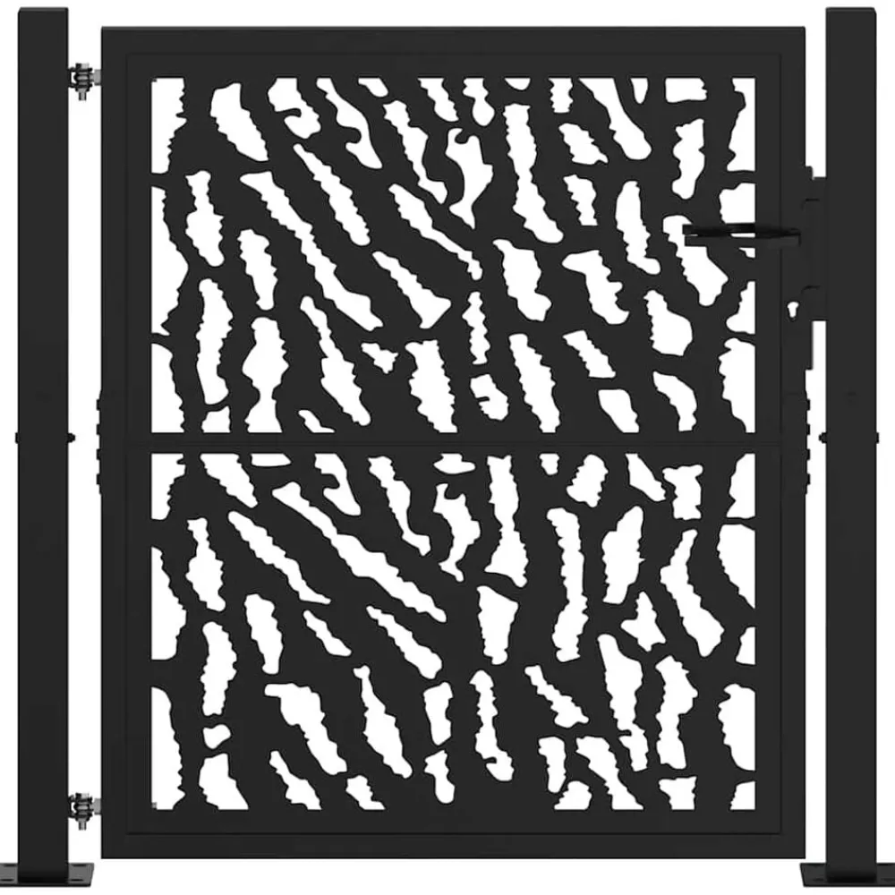 Clôtures & Barrières-vidaXL Portail de jardin noir 100x100 cm en acier avec motif de traces Acier/Noir