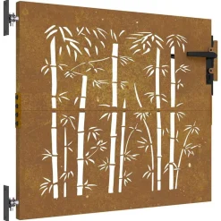 Clôtures & Barrières-vidaXL Portail de jardin 85x75 cm acier corten design de bambou