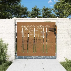 Clôtures & Barrières-vidaXL Portail de jardin 85x75 cm acier corten design de bambou