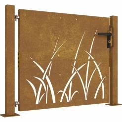 vidaXL Portail de jardin 100x75 cm en acier Corten avec motif gazon