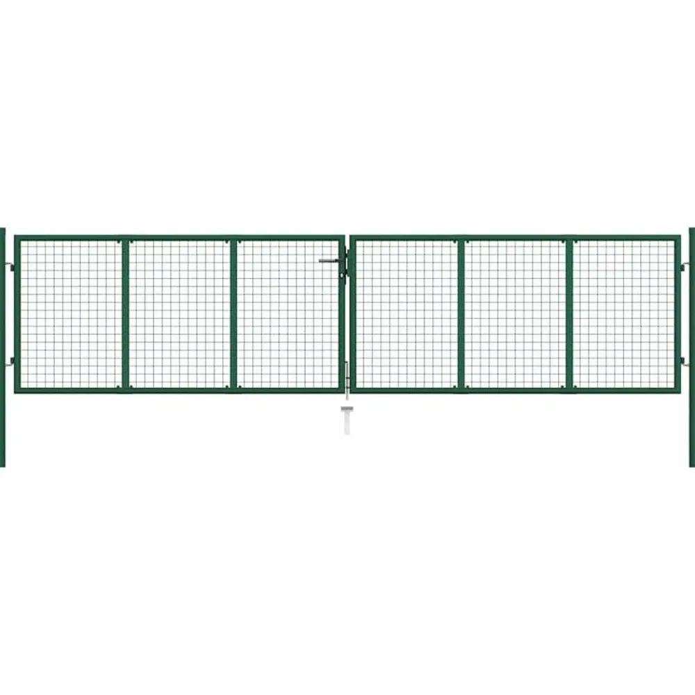 Clôtures & Barrières-vidaXL Portail de jardin en acier grillagé 400 x 75 cm vert