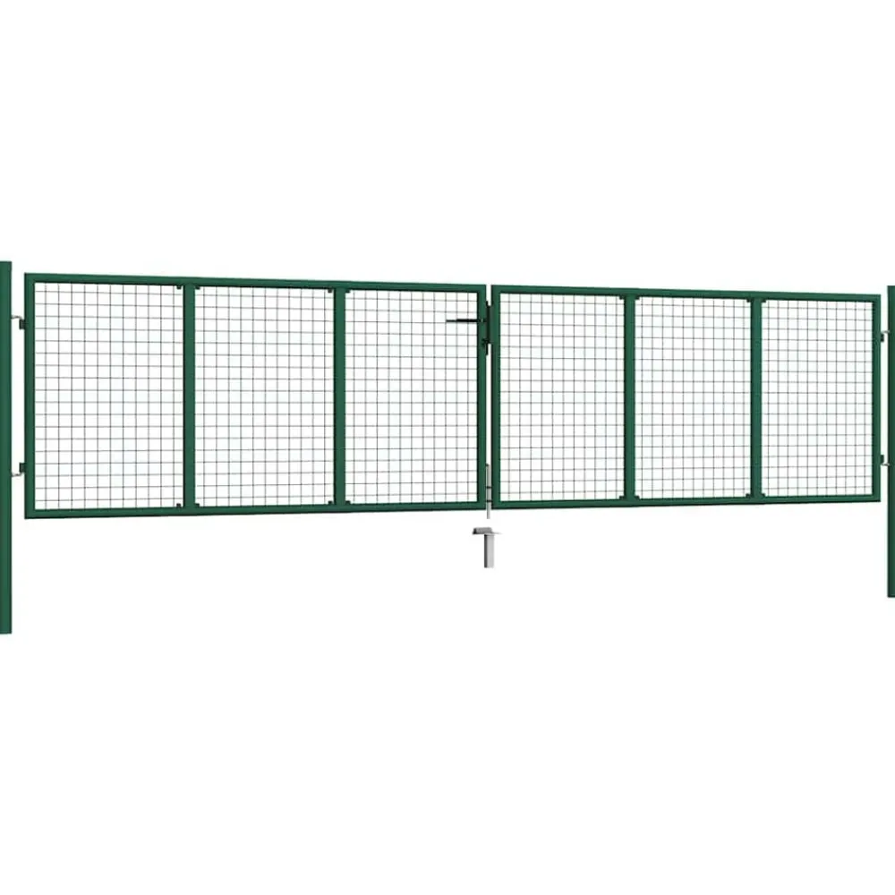 Clôtures & Barrières-vidaXL Portail de jardin en acier grillagé 400 x 75 cm vert