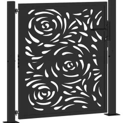 Clôtures & Barrières-vidaXL Portail de jardin noir 100x100 cm en acier avec motif flamme Acier/Noir