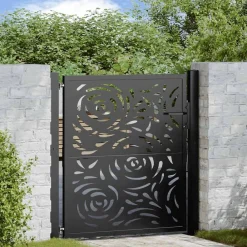 Clôtures & Barrières-vidaXL Portail de jardin noir 100x100 cm en acier avec motif flamme Acier/Noir