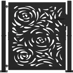 Clôtures & Barrières-vidaXL Portail de jardin noir 100x100 cm en acier avec motif flamme Acier/Noir