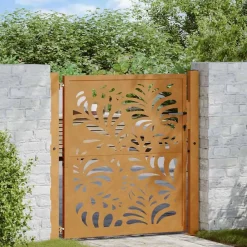 Clôtures & Barrières-vidaXL Portail de jardin 100x100 cm en acier patiné motif vagues Acier résistant aux intempéries/Marron