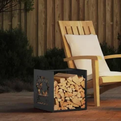 Accessoires Pour Cheminées & Poêles À Bois-vidaXL Portant de bois chauffage 40x40x40 cm Noir