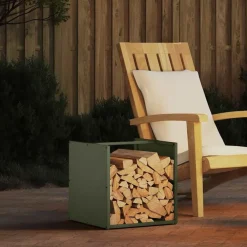 Accessoires Pour Cheminées & Poêles À Bois-vidaXL Portant de bois chauffage 40x40x40 cm Vert olive
