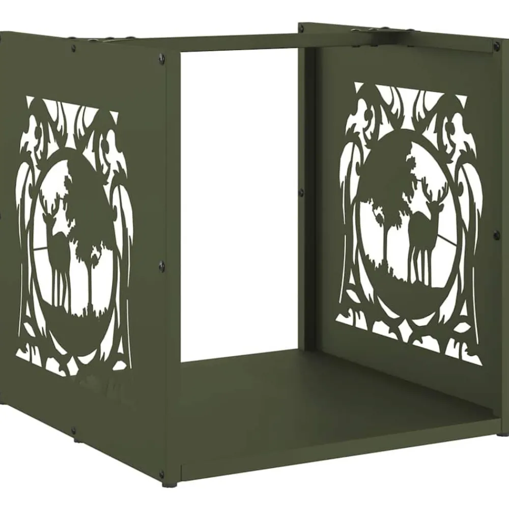 Accessoires Pour Cheminées & Poêles À Bois-vidaXL Portant de bois chauffage 40x40x40 cm Vert olive
