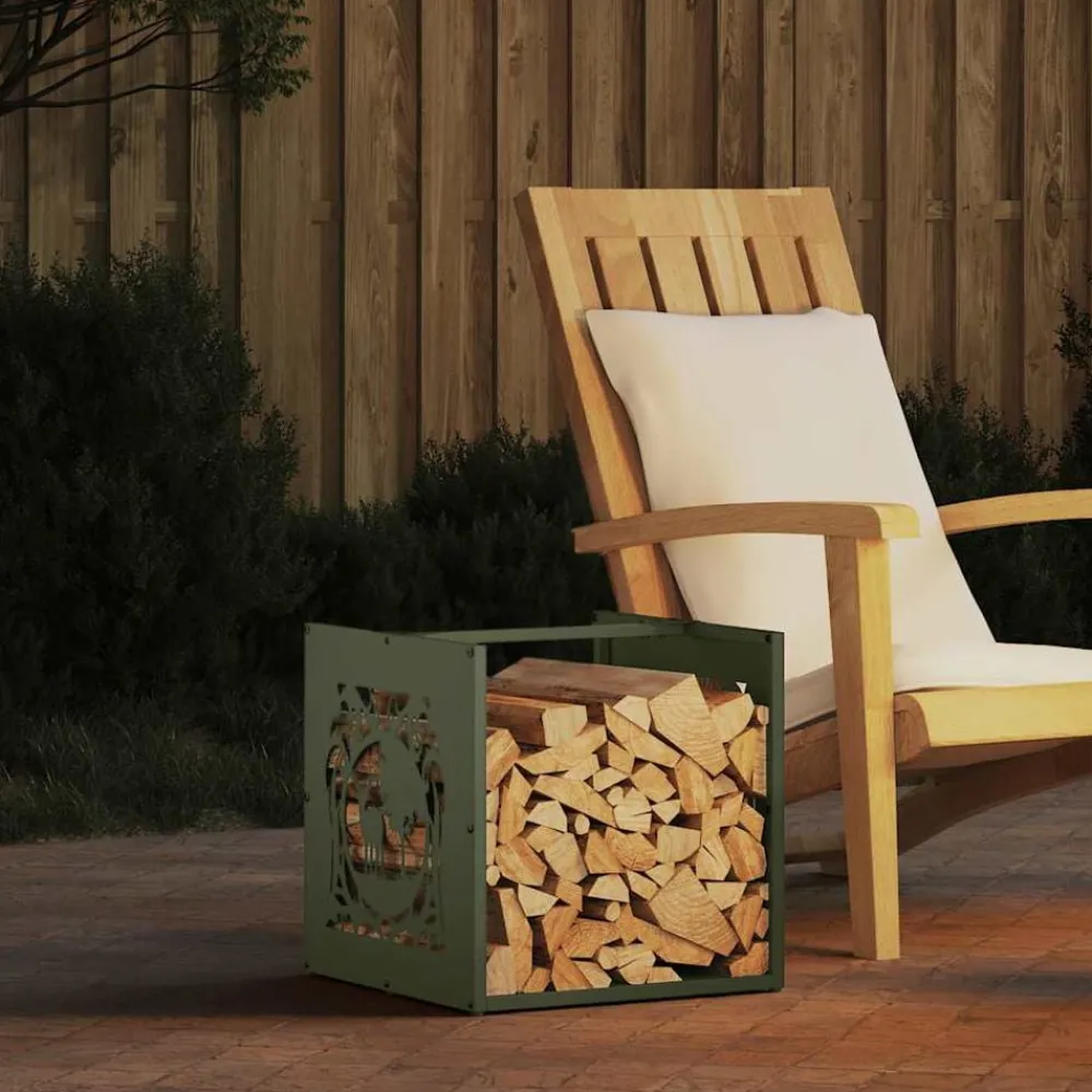 Accessoires Pour Cheminées & Poêles À Bois-vidaXL Portant de bois chauffage 40x40x40 cm Vert olive