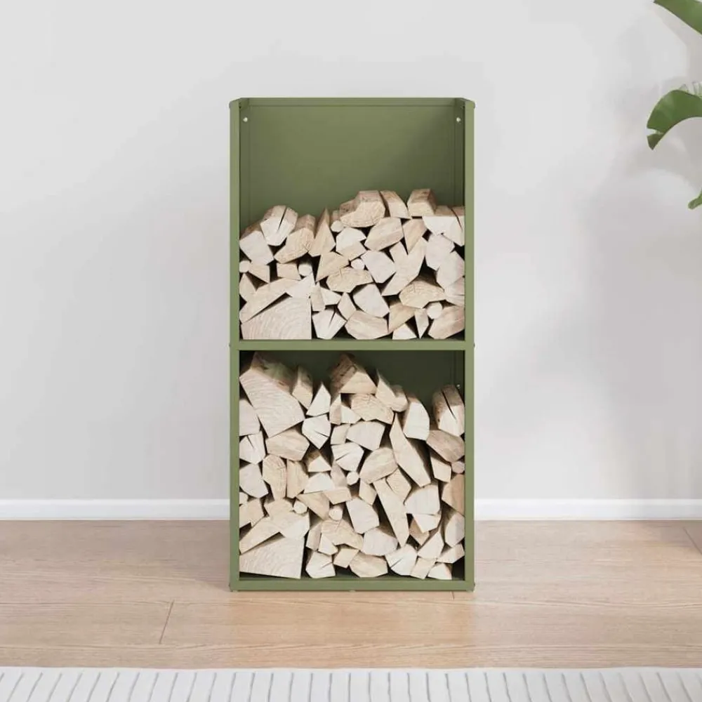 Accessoires Pour Cheminées & Poêles À Bois-vidaXL Portant de bois chauffage 40x30x80 cm Vert olive