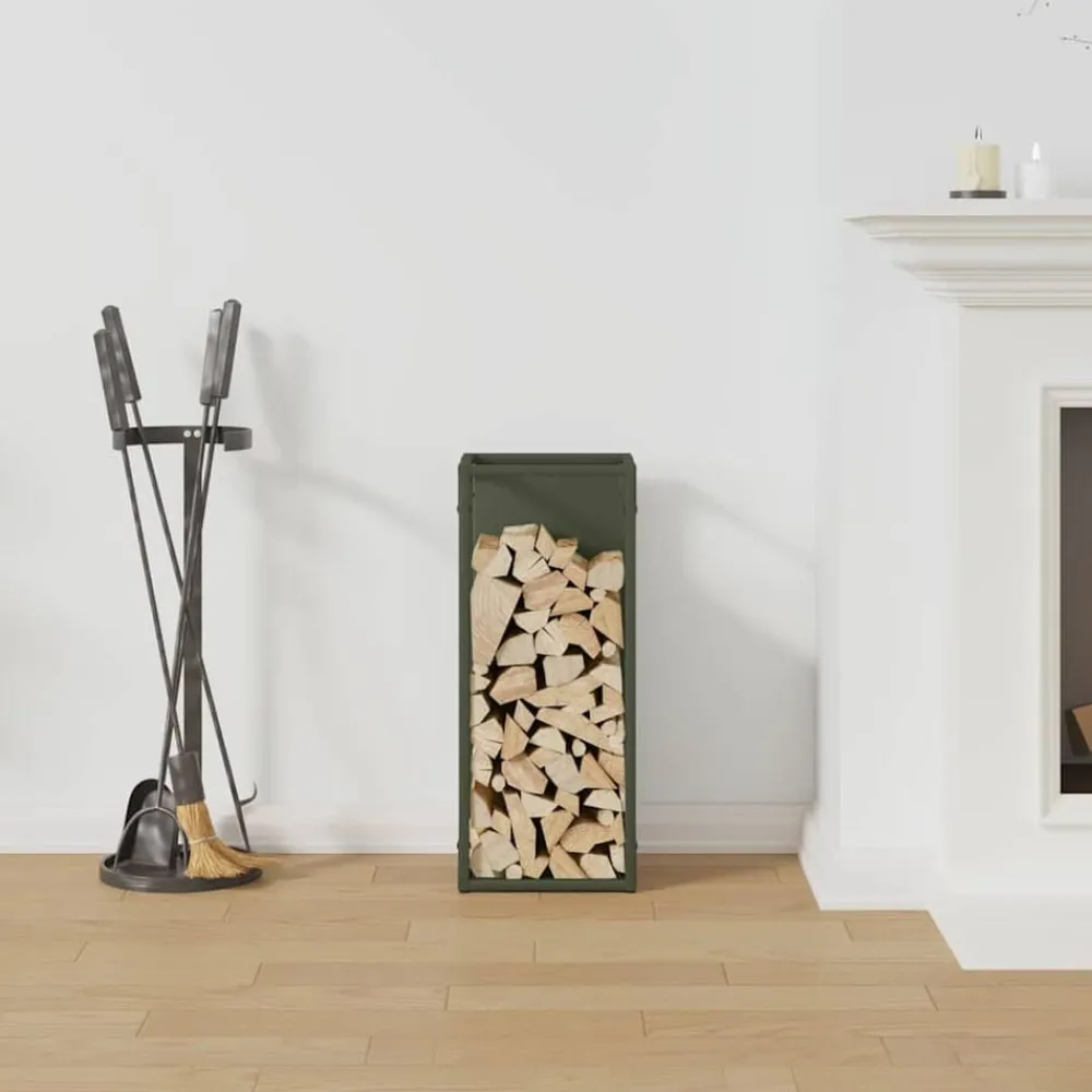 Accessoires Pour Cheminées & Poêles À Bois-vidaXL Portant de bois chauffage 25x25x60 cm Vert olive