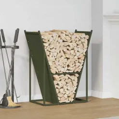 Accessoires Pour Cheminées & Poêles À Bois-vidaXL Portant de bois chauffage 69,5x35x81 cm Vert olive