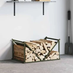 Accessoires Pour Cheminées & Poêles À Bois-vidaXL Portant de bois chauffage 70x43x34,5 cm Vert olive