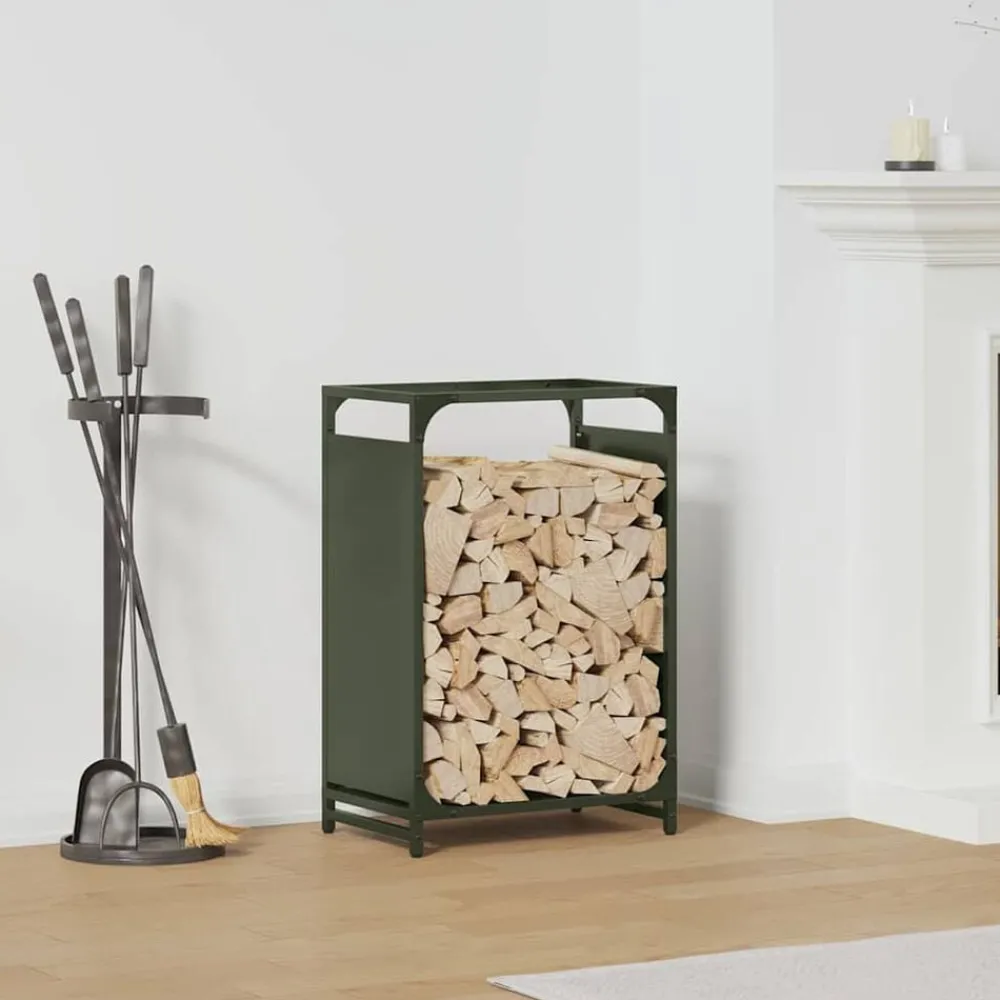 Accessoires Pour Cheminées & Poêles À Bois-vidaXL Portant de bois chauffage 44x28x65 cm Vert olive
