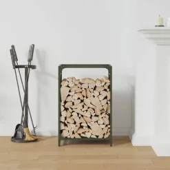 Accessoires Pour Cheminées & Poêles À Bois-vidaXL Portant de bois chauffage 44x28x65 cm Vert olive