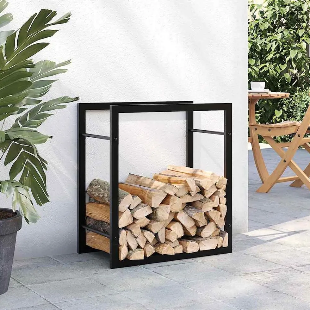 vidaXL Portant de bois de chauffage mat 50x28x56 cm Acier