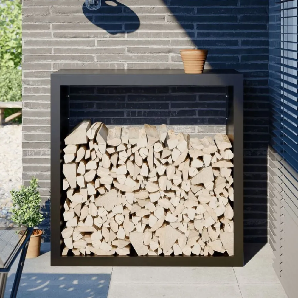 vidaXL Portant de bois de chauffage noir 100x40x100 cm acier