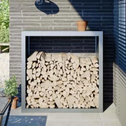 Accessoires Pour Cheminées & Poêles À Bois-vidaXL Portant de bois de chauffage 100x40x100 cm acier galvanisé Acier galvanisé/Gris