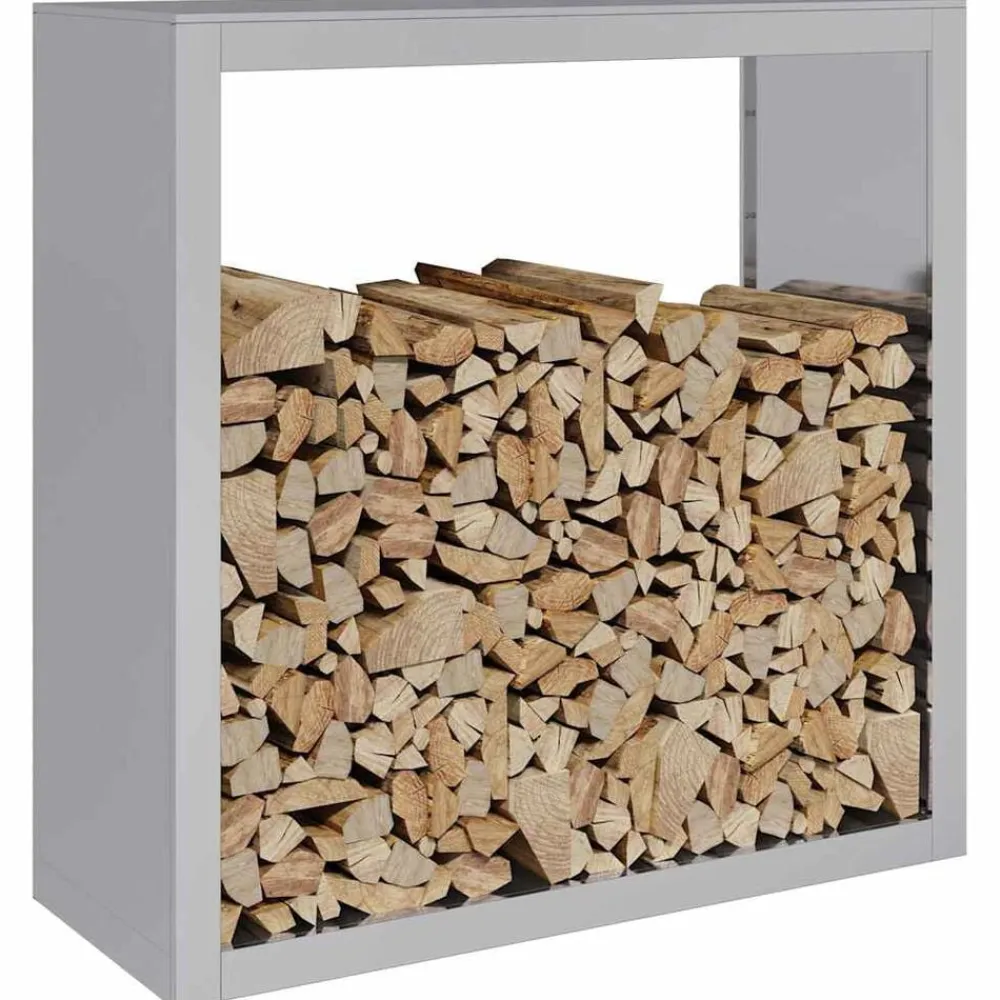 Accessoires Pour Cheminées & Poêles À Bois-vidaXL Portant de bois de chauffage 100x40x100 cm acier galvanisé Acier galvanisé/Gris