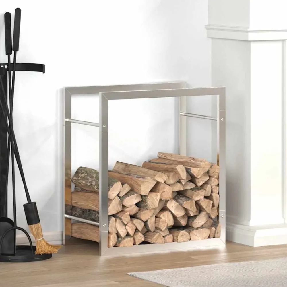 Accessoires Pour Cheminées & Poêles À Bois-vidaXL Portant de bois de chauffage 50x28x56 cm acier inoxydable Argent
