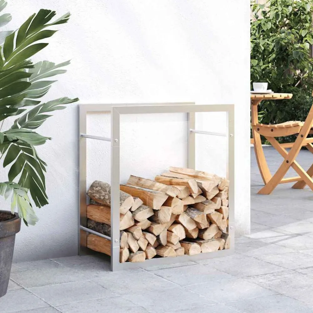 Accessoires Pour Cheminées & Poêles À Bois-vidaXL Portant de bois de chauffage 50x28x56 cm acier inoxydable Argent
