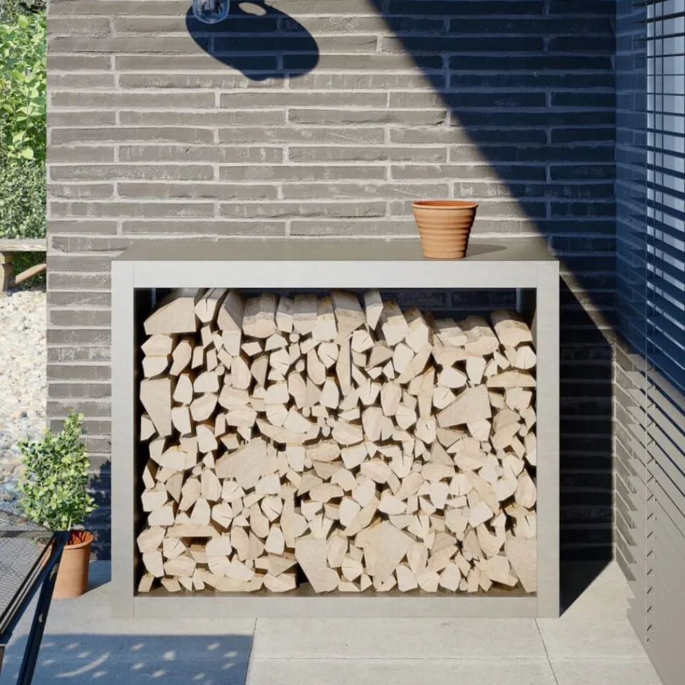 Accessoires Pour Cheminées & Poêles À Bois-vidaXL Portant de bois de chauffage 100x40x80 cm acier inoxydable Acier inoxydable/Gris clair
