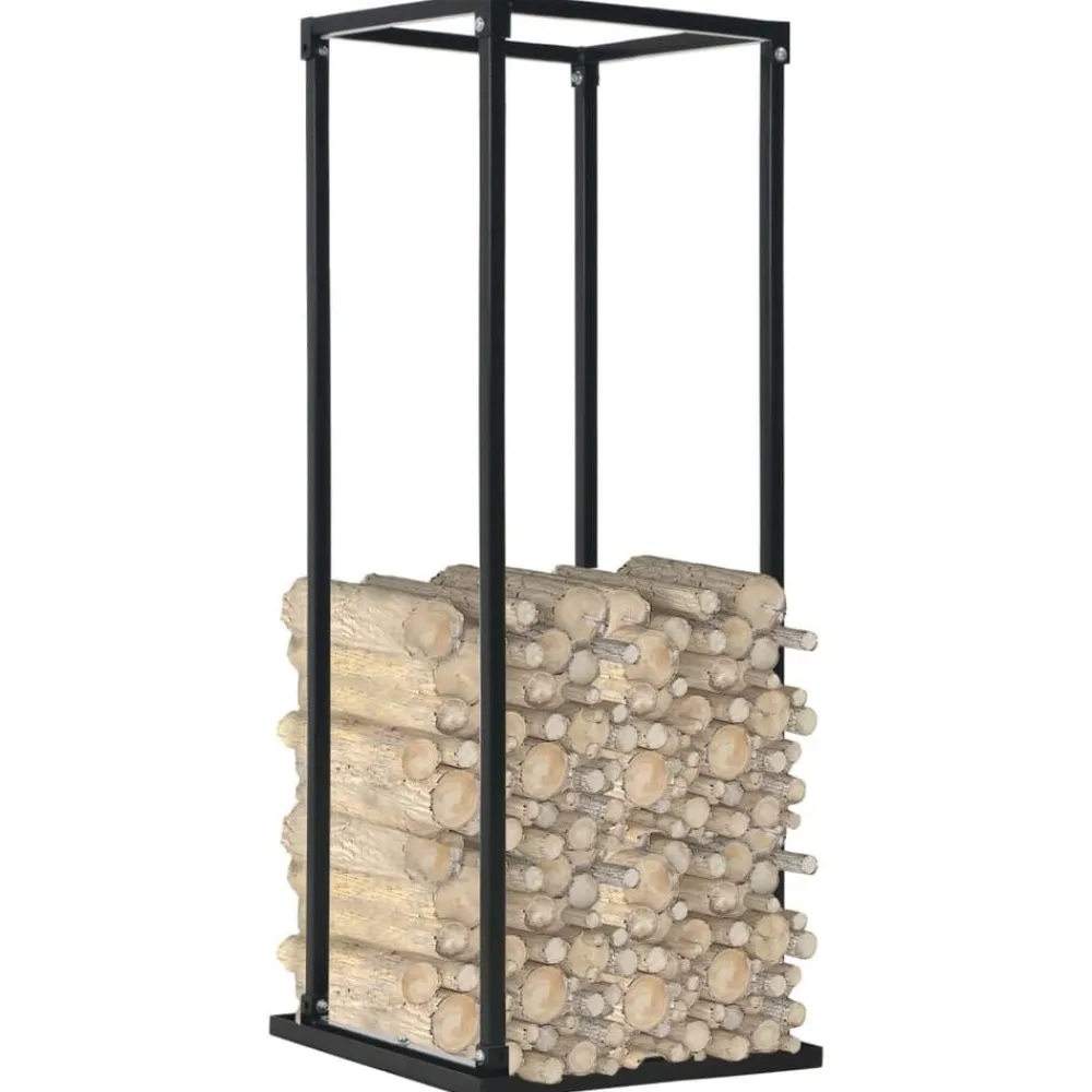 vidaXL Portant de bois de chauffage avec base Noir 37x37x113 cm Acier