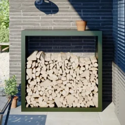 vidaXL Portant de bois de chauffage vert 100x40x100 cm acier
