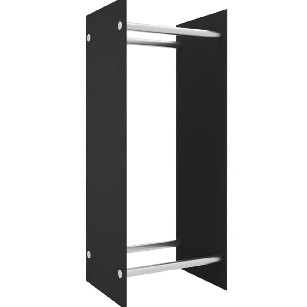 Accessoires Pour Cheminées & Poêles À Bois-vidaXL Portant de bois de chauffage 40x35x100 cm Verre trempé Noir