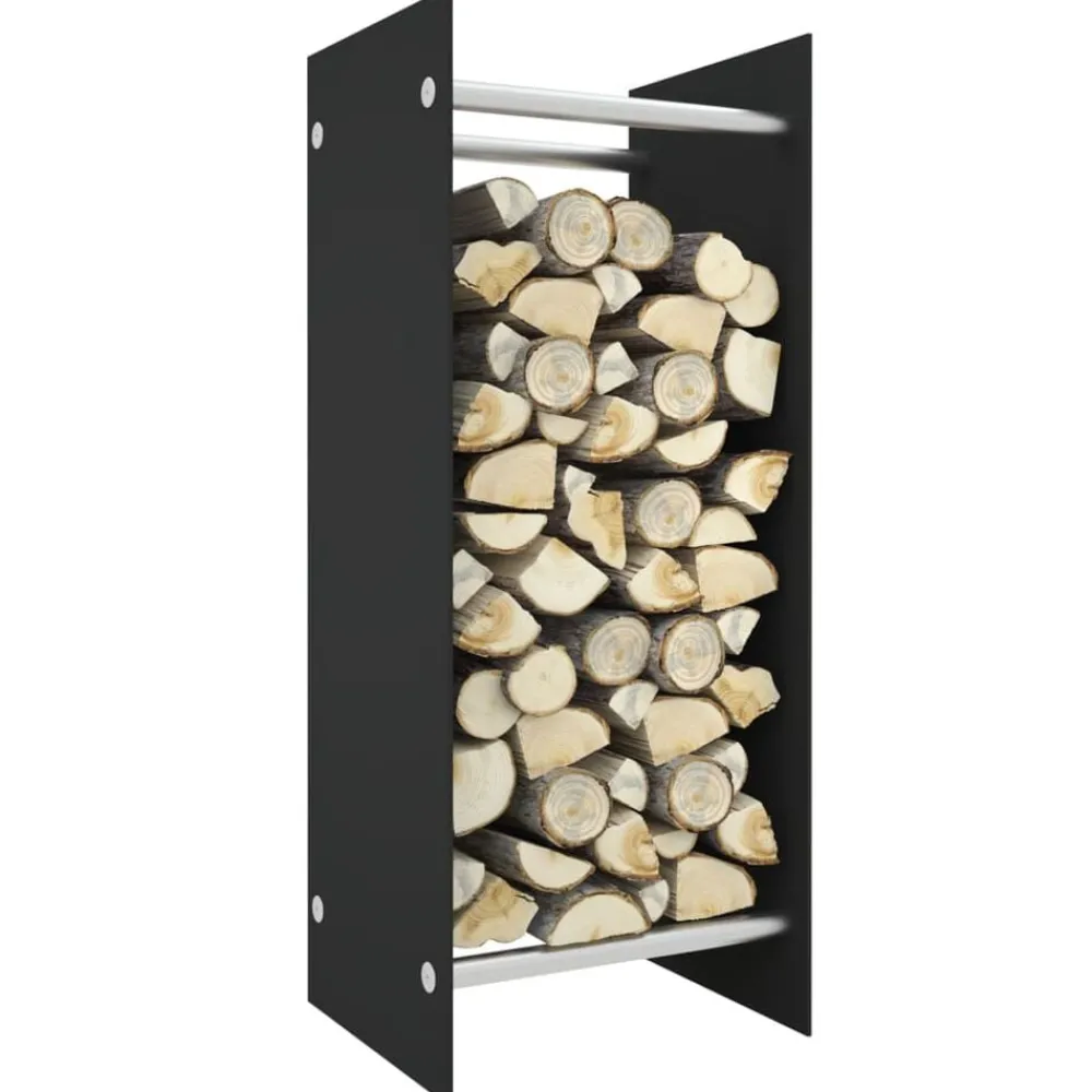 Accessoires Pour Cheminées & Poêles À Bois-vidaXL Portant de bois de chauffage 40x35x100 cm Verre trempé Noir