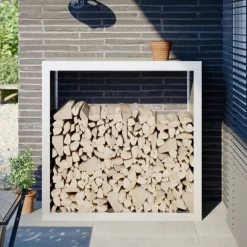 vidaXL Portant de bois de chauffage blanc 100x40x100 cm acier