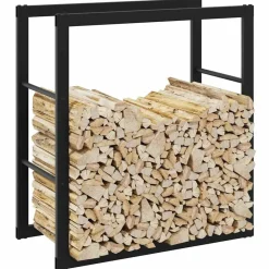 vidaXL Portant de bois de chauffage noir 55x30x61 cm acier