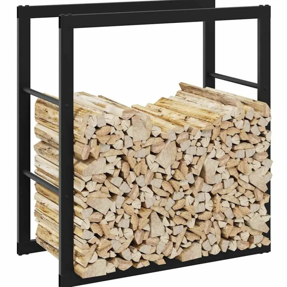 vidaXL Portant de bois de chauffage noir 55x30x61 cm acier