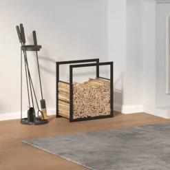 vidaXL Portant de bois de chauffage noir 55x30x61 cm acier