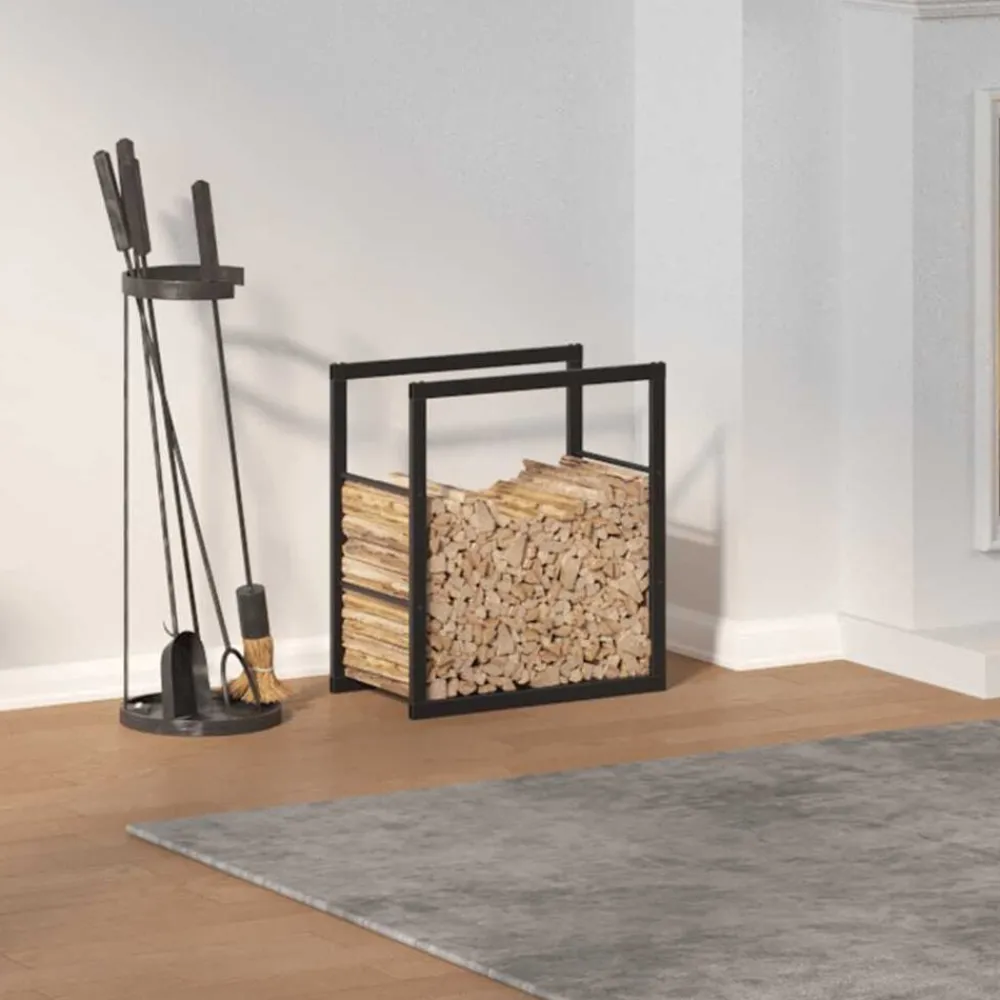 vidaXL Portant de bois de chauffage noir 55x30x61 cm acier