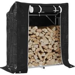 Accessoires Pour Cheminées & Poêles À Bois-vidaXL Portant de bois de chauffage et housse de pluie acier galvanisé