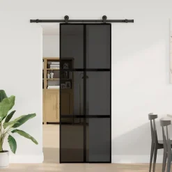 vidaXL Porte coulissante kit de quincaillerie trempé verre aluminium