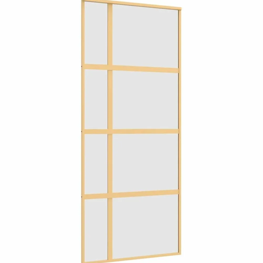Matériaux De Construction-vidaXL Porte coulissante 90x205 cm verre ESG dépoli et aluminium Doré