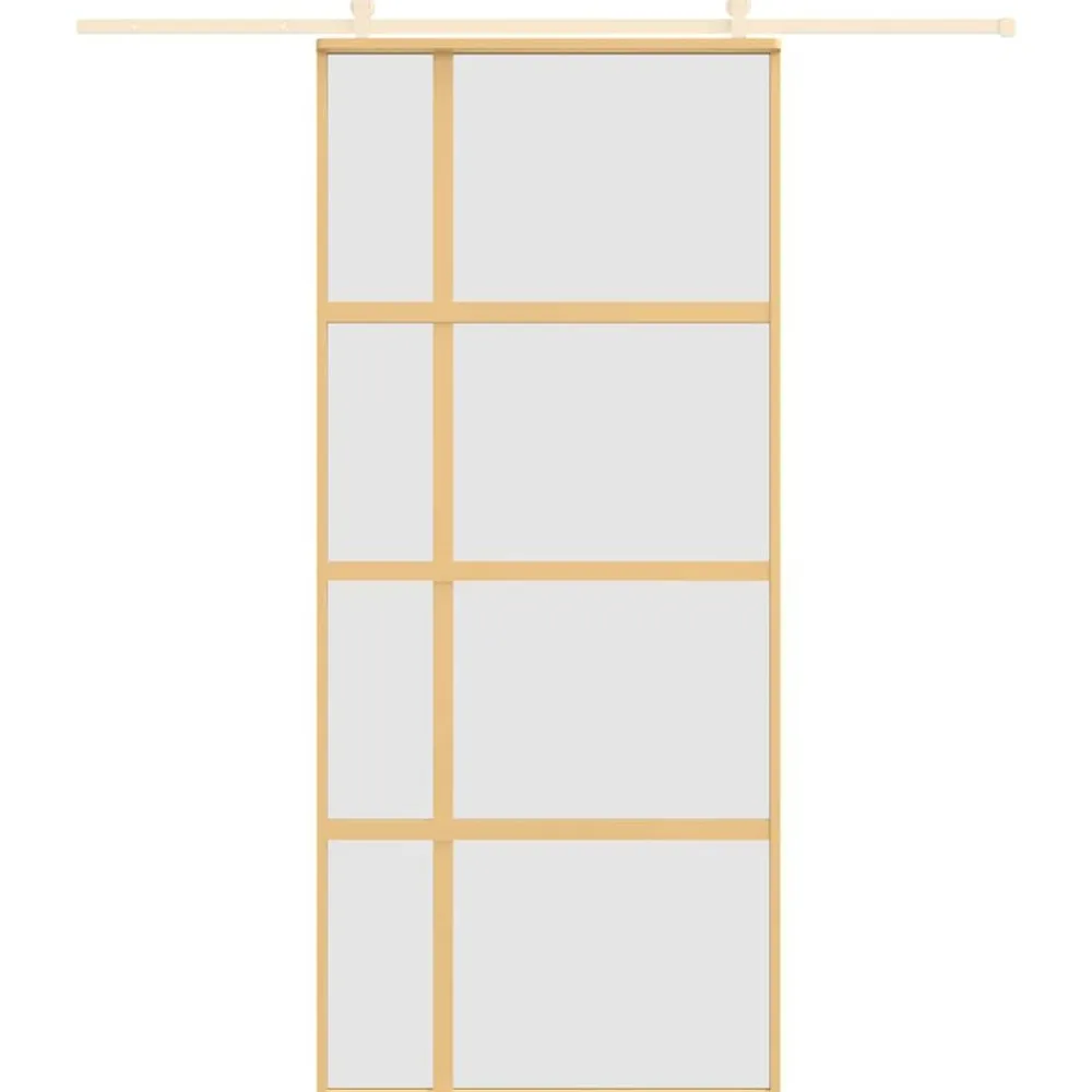 Matériaux De Construction-vidaXL Porte coulissante 90x205 cm verre ESG dépoli et aluminium Doré